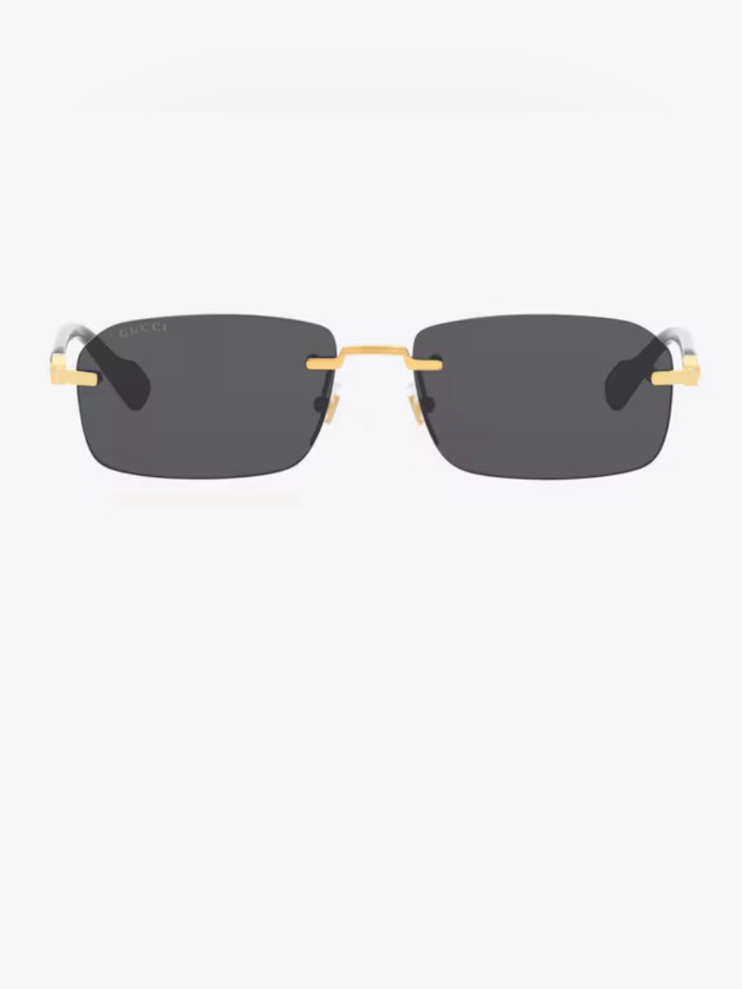 Gucci Men’s Rimless Sunglasses - Black And Gold